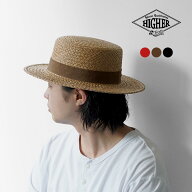 【10％OFFクーポン対象】HIGHER（ハイアー） カラー別注 黄草 カンカン帽 / メンズ 帽子 ハンドメイド 日…