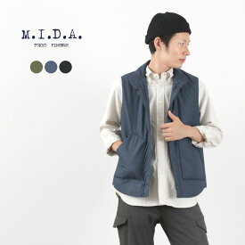 【30％OFF】M.I.D.A.（ミダ） ナイロン パディング ベスト 防風 保温 撥水 中綿 シンサレート メンズ インナーベスト【セール】