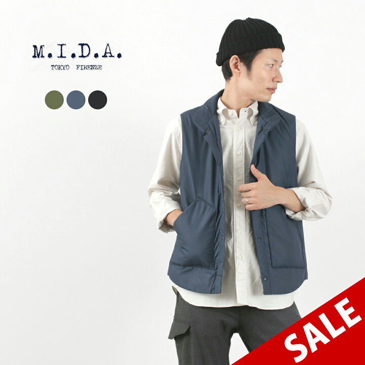 楽天市場】【50％OFF】M.I.D.A.（ミダ） ナイロン パディング ベスト  