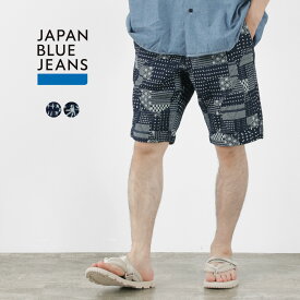 【スーパーSALE限定クーポン対象】JAPAN BLUE JEANS（ジャパンブルージーンズ） インディゴ刺し子風 スウェットショートパンツ / ボトムス 半ズボン メンズ 刺繍 ジャガード 日本製