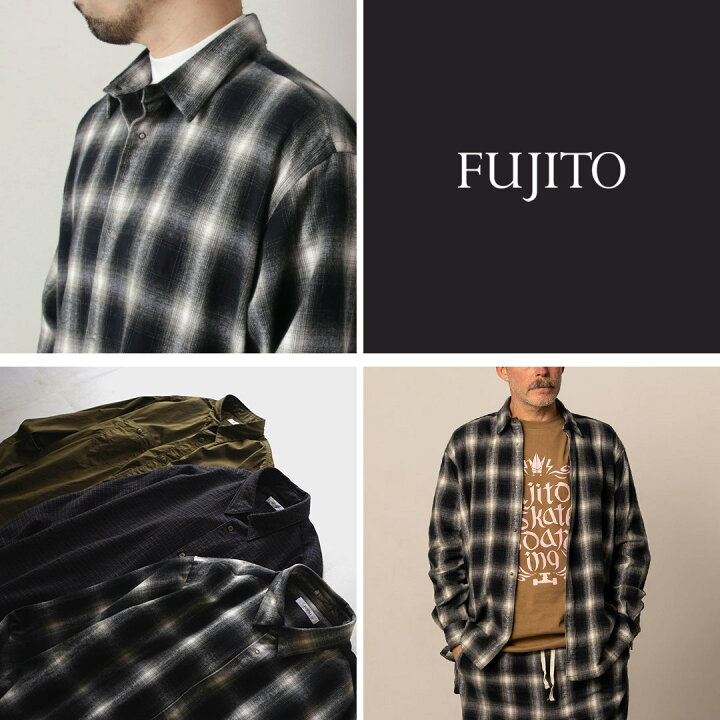 楽天市場】FUJITO（フジト） リングシャツ オンブレーチェック 