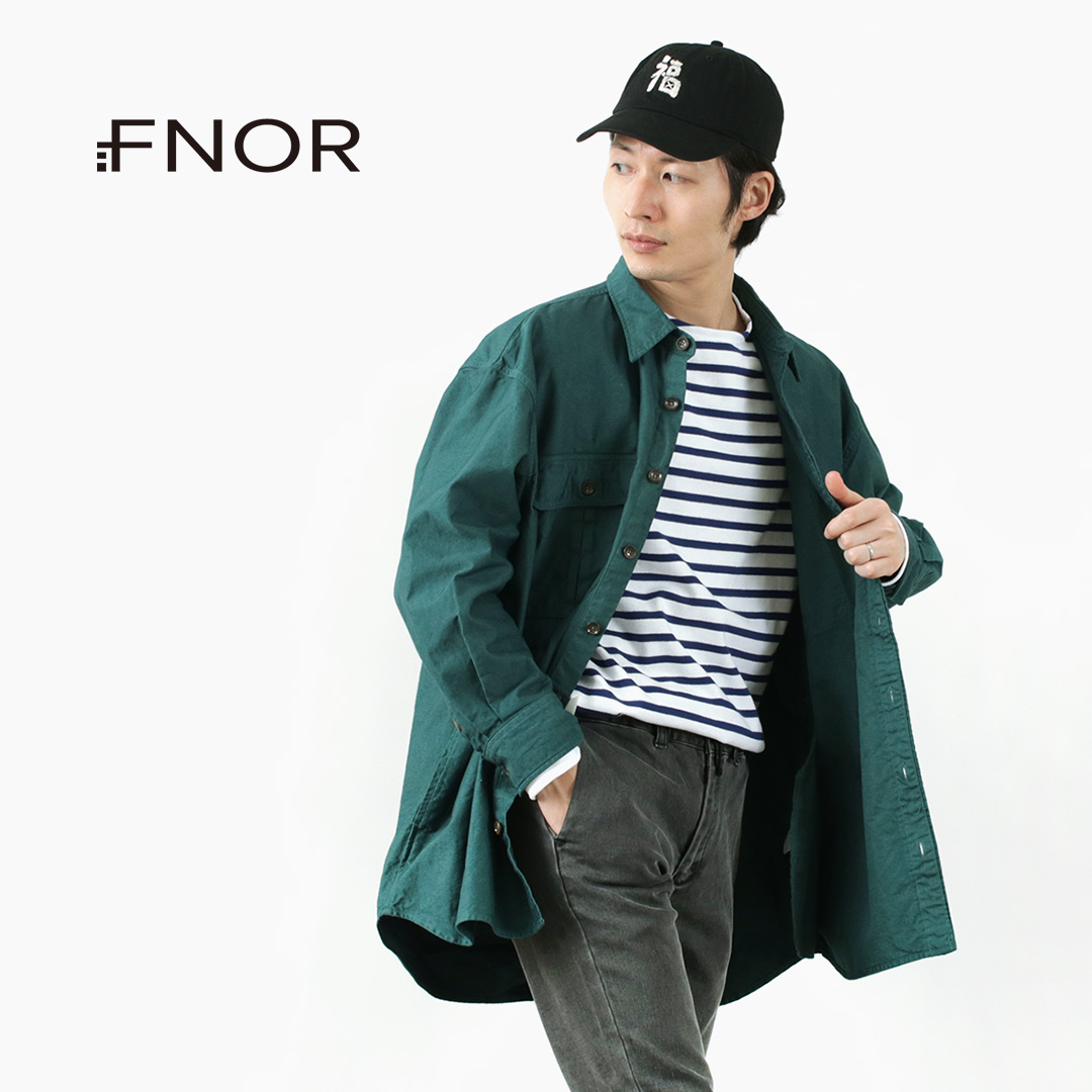 FNOR（エフノア） Grandval(グランヴァル) ガーメントダイ シュリンプスリーブ シャツコート   メンズ レディース   シャツ   羽織り   無地   ユニセックス   日本製   大きめ   ゆったり   FNCO0008