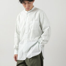 FUJITO（フジト） オフィサーシャツ / バンドカラー メンズ 長袖 綿 コットン 無地 ストライプ 日本製 Officer Shirt