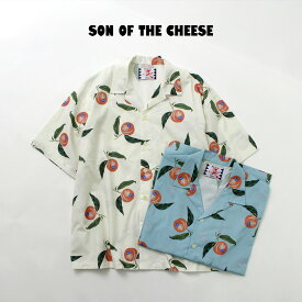 SON OF THE CHEESE （サノバチーズ） ピーチアンドクリーム シャツ / メンズ オープンカラー 半袖 開襟 綿100 フルーツ 日本製 PEACHES N&#8217; CREAM Shirt