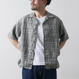 SEUVAS（ソウバス）オープンカラー シャツ / メンズ シャツ 半袖 チェック柄 リネン OPEN-NECKED SHIRT