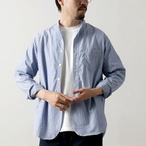 �y10��OFF�N�[�|���ΏہzFOB FACTORY�iF.O.B�t�@�N�g���[�j F3509 �o���h�J���[�V���c / ���� �X�g���C�v �g�b�v�X �����Y �� �� �X�[�s�}�R�b�g�� ���{�� BAND COLLAR SHIRT