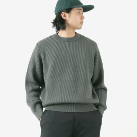 【10％OFFクーポン対象】YONETOMI NEW BASIC（ヨネトミニューベーシック） エクストラファイン ウールリブ ニット プルオーバー / セーター クルーネック メンズ 日本製