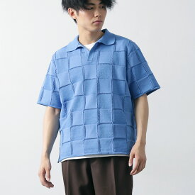 【50％OFF】COOHEM（コーヘン） リンクス チェック ニットPO / メンズ サマーニット Tシャツ 半袖 コットン 柄 日本製 米冨 LINKS CHECK KNIT P/O【セール】