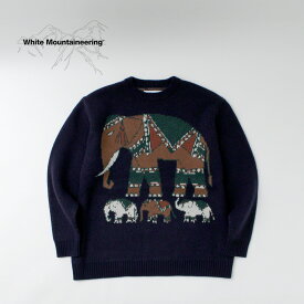 【30％OFF】WHITE MOUNTAINEERING（ホワイトマウンテニアリング） エレファント クルーネック プルオーバーニット / メンズ セーター 長袖 ウール 柄 ELEPHANT PULLOVER【セール】