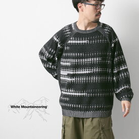 WHITE MOUNTAINEERING（ホワイトマウンテニアリング） ドットストライプ ラグランスリーブ ニットプルオーバー / セーター 長袖 柄 クルーネック DOT STRIPE RAGLAN SLEEVE KNIT PULLOVER