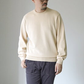 YONETOMI NEW BASIC（ヨネトミニューベーシック） アメリカン ウール＆コットン ニットプルオーバー / メンズ 長袖 クルーネック コットン 日本製 AMERICAN WOOL &#038; COTTON KNIT P/O