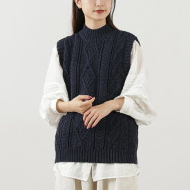 【30％OFF】OLD DERBY KNITWEAR（オールドダービーニットウェア） ケーブル タートル スリップオーバー / ニット ベスト ウール メンズ レディース ユニセックス イギリス製 SS1175 Cable Turtle Slipover【セール】