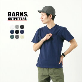 BARNS（バーンズ） カラー別注 吊り編み 天竺 ループウィール Vネック ポケット Tシャツ / 米綿 / メンズ / 半袖 無地 / 日本製 / BR-11001A