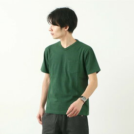 BARNS（バーンズ） カラー別注 吊り編み 天竺 ループウィール Vネック ポケット Tシャツ / 米綿 / メンズ / 半袖 無地 / 日本製 / BR-11001A