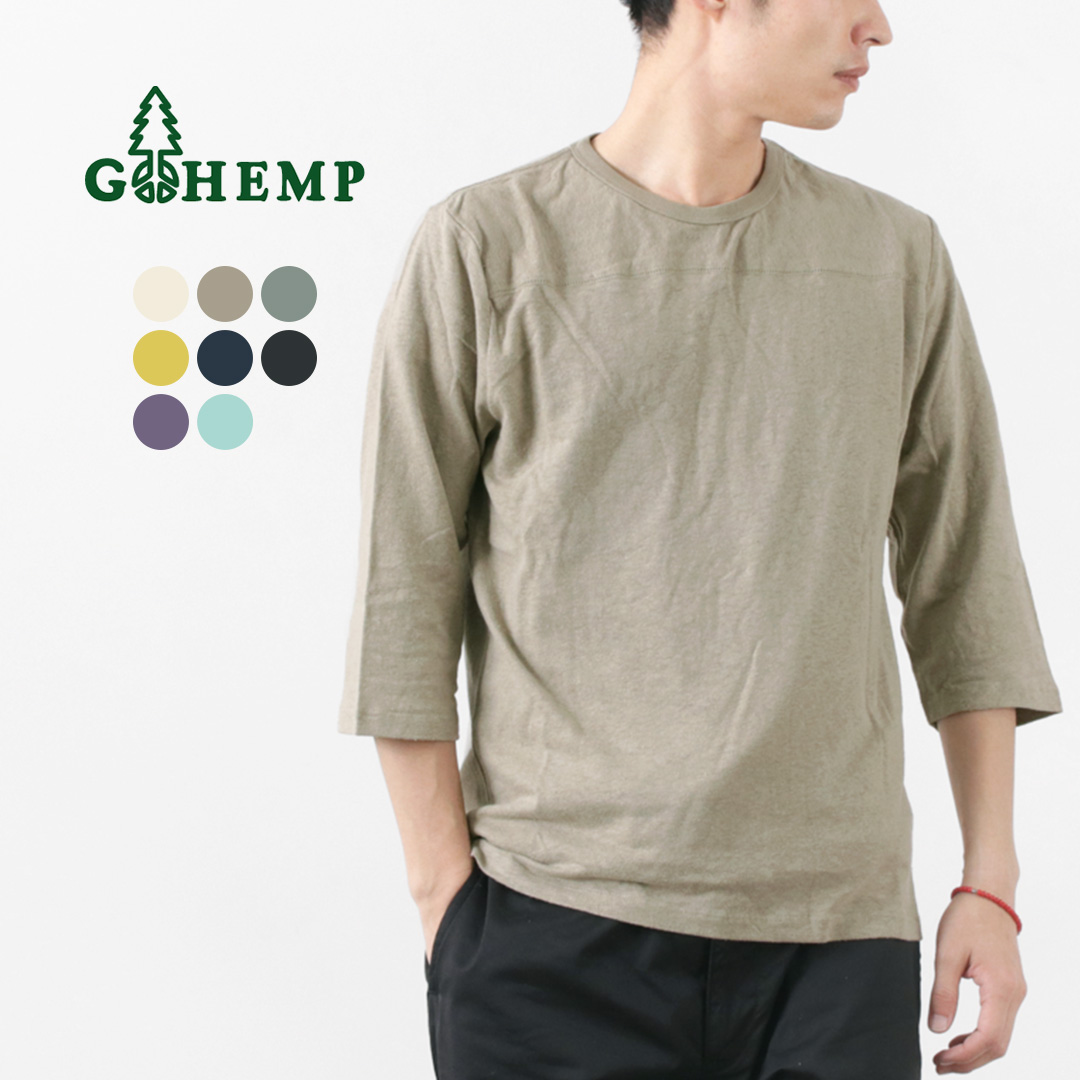 【GOHEMP（ゴーヘンプ） ベーシック フットボール Tシャツ トップス カットソー 7分袖 クルーネック ヘンプ コットン メンズ  BASIC FOOTBALL TEE ＲＯＣＯＣＯ attractive clothing