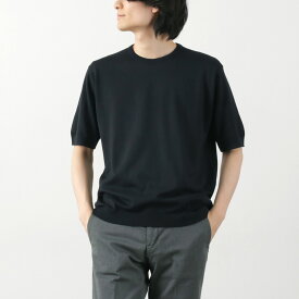 JOHN SMEDLEY（ジョンスメドレー） シーアイランドコットン 30ゲージ クルーネック ニット / メンズ トップス Tシャツ 半袖 無地 綿 コットン 薄手 イギリス製 sea island cotton 30G crew neck knit