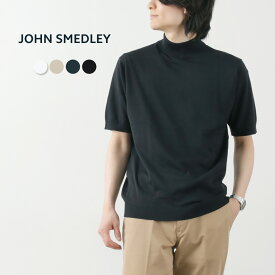 JOHN SMEDLEY（ジョンスメドレー） シーアイランドコットン 30ゲージ モックネック ニット / メンズ トップス Tシャツ 半袖 無地 綿 コットン 薄手 イギリス製 sea island cotton 30G mock neck knit