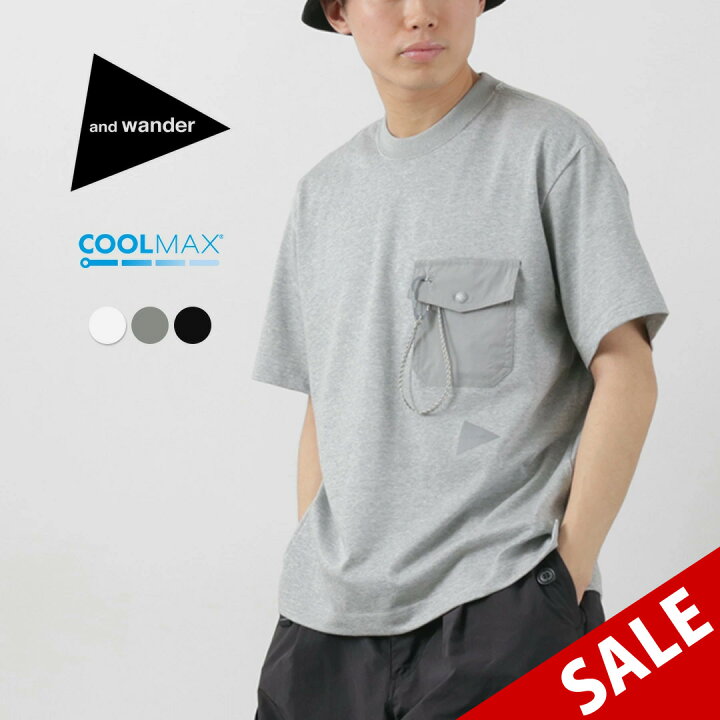 楽天市場】AND WANDER（アンドワンダー） ポケットTシャツ / トップス 