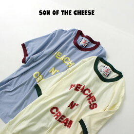 SON OF THE CHEESE（サノバチーズ） ピーチアンドクリーム Tシャツ / メンズ トップス リンガーTシャツ パイピング 半袖 綿100 日本製 PEACHES N’ CREAM TEE