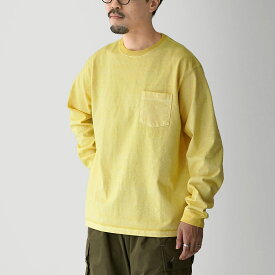 GOOD ON（グッドオン） 別注 ヘビー セットインスリーブ 長袖 ポケットTシャツ / メンズ 無地 9オンス ピグメントダイ アメリカ製生地 日本製 GOLT2104