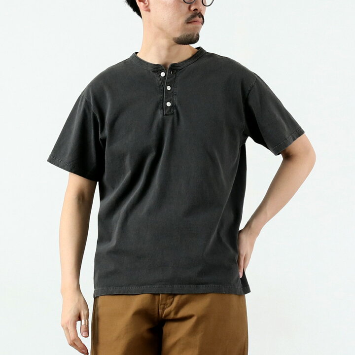 GOOD ON（グッドオン） ロングスリーブ ヘビー ヘンリーTシャツ / メンズ カットソー 長袖 無地 ピグメントダイ USAコットン 日本製  GOLT2209 L/S HEAVY HENLEY TEE｜ROCOCO ONLINE STORE [グッドオン] 5.5oz ヘンリーネック Tシャツ HENLEY NECK Tシャツ GOST1102 P-BLACK