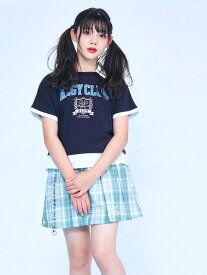 ALGY アルジー レイヤード風カレッジT Tシャツ おしゃれ かわいい シンプル 130 140 150 子供服 ジュニア 小学生 中学生 重ね着風 レイヤード風 切り替え カレッジ シンプル ロゴ トップス シャツ チャコール ベージュ ミント G207013