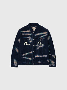 EVISU �G���B�X �W�[���Y �J���� �^�C�_�C �G�r�X �f�j���W���P�b�g G�W���� ���C�h �����b�N�X 2EAHTM5DJ1010 HI, TEI-DYE DENIM JACKET W/PRINTED SEAGULL