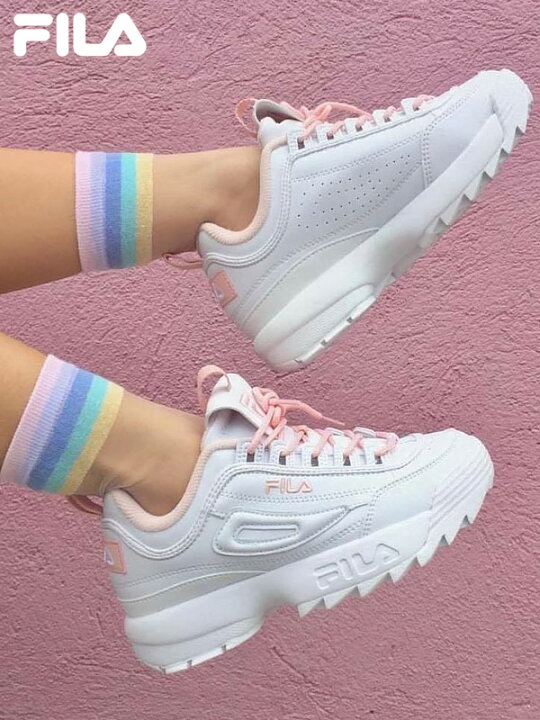 楽天市場 Fila フィラ スニーカー レディース メンズ ユニセックス 厚底 ダッドシューズ ダッドスニーカー Disruptor 2 ディスラプター2 国内店舗限定 白 ホワイト ピンク 厚底スニーカー ハイカット 靴 通学 通勤 Fs1hta1074x F0215 0516 Rodeo Bros 2nd ロデオブロス
