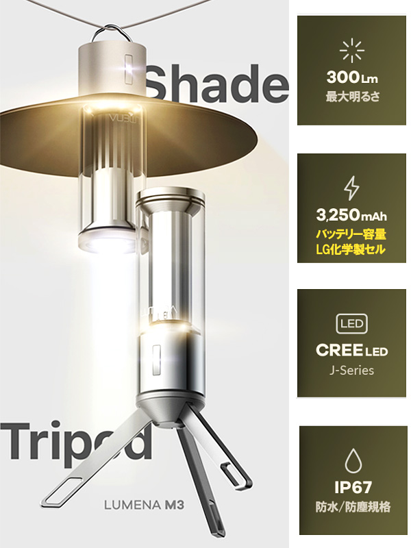 楽天市場】LUMENA ルーメナー M3 ランタン LEDライト 充電式 LED 300 
