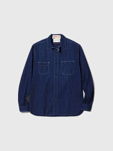 SUGAR CANE VK[P[ Vc  Y fB[X JWA  킢  Vv FICTION ROMANCE 8.5oz. WABASH STRIPE WORK SHIRT EHobV XgCv lCr[ 8.5IX 