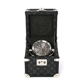【中古】A品 ルイヴィトン タンブール デュアルタイム テーブルクロック トランク 置き時計