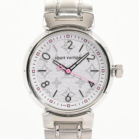 【中古】A品 ルイヴィトン タンブールPM モノグラム ホワイト 腕時計 QA115Z ホワイト レディース