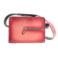 【中古】A品 ベルルッティ ジュルナリエメッセンジャー ショルダーバッグ レッド メンズ
