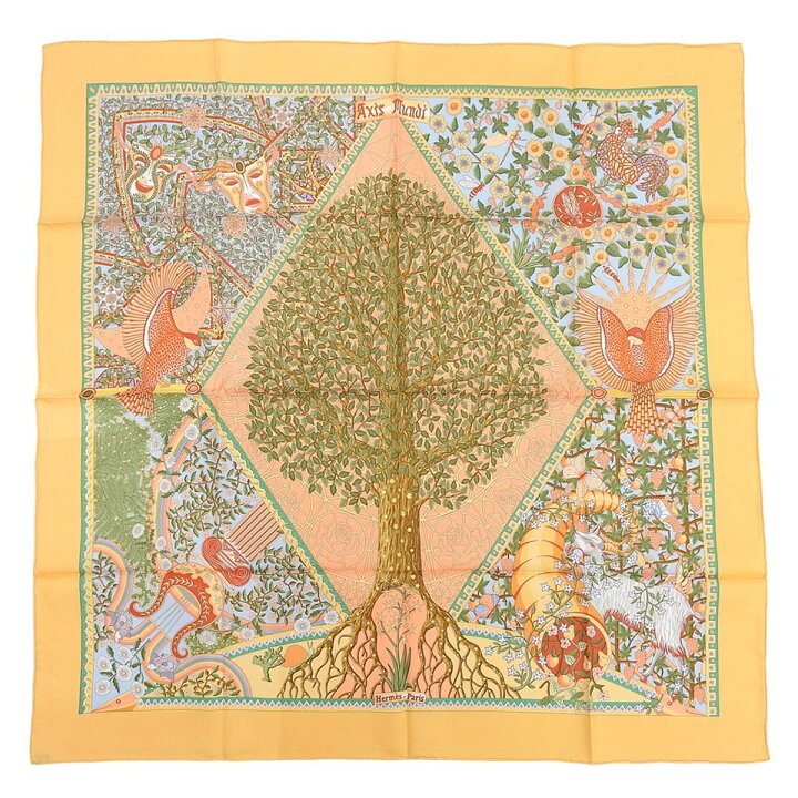 楽天市場】(4236) エルメス HERMES カレ90 AXIS MUNDI 世界中心軸  