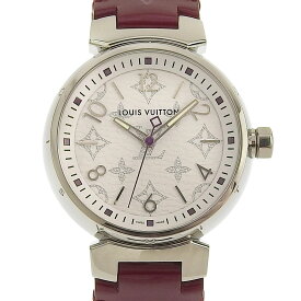 (8988) ルイヴィトン LOUIS VUITTON タンブール レディース クォーツ 腕時計 モノグラム ヴェルニ ホワイト文字盤 QZ116 QA116 【中古】