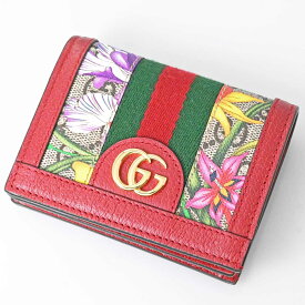 (7972) 【グッチ】　グッチ　GUCCI　オフディア　GGスプリーム　GGフローラ　二つ折り財布　花柄　レディース　［財布］　【中古】