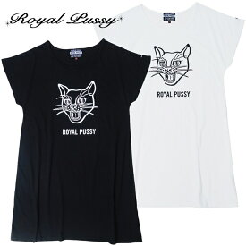 ROYAL PUSSY / ロイヤルプッシー「SCREAMER CAT DOLMAN DRESS」ワンピース ビッグTシャツ ドルマンスリーブ オーバーサイズ ロング丈 半袖 猫 ネコ キャット 黒 白 ブラック ホワイト メンズ レディース パンク ロック PUNK ROCK バンド BIG ギフト無料 ステージ衣装 Rogia