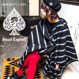 【30%OFF SALE】SMACK ENGINEER / スマックエンジニア「MINORITY CAPE」変形ケープ ポンチョ マント 肩掛け 羽織り 着物 和装 黒 紺 ブラック ネイビー ストライプ スカル スペード メンズレディース PUNKROCK パンクロック バンド ギフトラッピング無料 ステージ衣装 Rogia