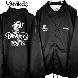 DEVILOCK デビロック「DAIMLER & COBRA COACH JACKET」コーチジャケット ジャンパー ウインドブレーカー トラックジャケット ナイロン 軽量 黒ブラック バックプリント 蛇 ヘビ コブラ ロゴ スカル ドクロ メンズレディース パンクロック PUNKROCK バンド ステージ衣装 Rogia