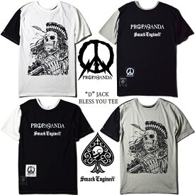 【20%OFF SALE】SMACK ENGINEER × PROPA9ANDA / スマックエンジニア × プロパガンダ「“D”JACK BLESS YOU TEE」限定コラボ半袖ビッグTシャツ オーバーサイズ 黒白 ブラック ホワイト グレー スカル ドクロ メンズレディース UK パンクロック PUNKROCK ステージ衣装 Rogia