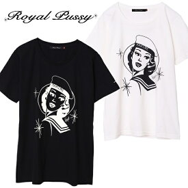 【30%OFF SALE】ROYAL PUSSY / ロイヤルプッシー「MARINE JENNY BASIC TEE」Tシャツ マリン 半袖 黒 白 ブラック ホワイト レディース メンズ ピンナップガール ロック パンク バンド 川村カオリ ギフト ラッピング無料 ステージ衣装 Rogia