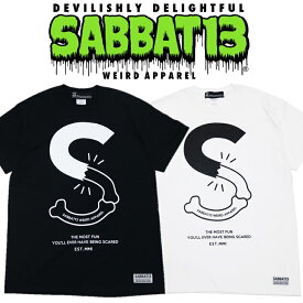 【30%OFF SALE】SABBAT13 / サバトサーティーン / サバト13「S-BONE T」Tシャツ 黒 ブラック 白 ホワイト 半袖 クルーネック スカル ドクロ メンズ レディース バックプリント パンク ロック PUNK ROCK バンド フェス wrong city ギフトラッピング無料 ステージ衣装 Rogia