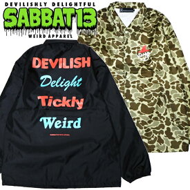 【20%OFF SALE】SABBAT13 / サバトサーティーン / サバト13「D.D.T.W. COACH JKT」コーチジャケット ナイロン ウインドブレーカー ミリタリー 黒 迷彩 ブラック カモフラ柄 スカル ドクロ メンズ レディース バックプリント パンクロック バンド PUNKROCK ステージ衣装 Rogia