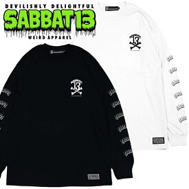 SABBAT13 / サバトサーティーン / サバト13「13X-BONE L/S T」ロンT Tシャツ 長袖 黒 白 ブラック ホワイト 袖プリント ロゴ スカル ドクロ メンズ レディース ロック パンク バンド ROCK PUNK フェス ギフトラッピング無料 ステージ衣装 Rogia