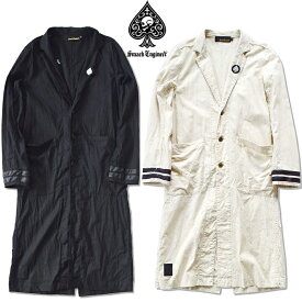 【30%OFF SALE】SMACK ENGINEER / スマックエンジニア「EVANGELIST COAT」ショップコート スプリングコート ロングテーラードジャケット ベージュ 黒 スカル ドクロ スペード メンズ レディース ROCK PUNK ロック パンク 清春 ギフトラッピング無料 ステージ衣装 Rogia