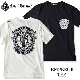 【20%OFF SALE】SMACK ENGINEER / スマックエンジニア「EMPEROR T」Tシャツ 半袖 黒 白 ブラック ホワイト スカル ドクロ スペード バックプリント メンズ レディース ROCK PUNK ロック パンク バンド ギフト ラッピング無料 ステージ衣装 Rogia