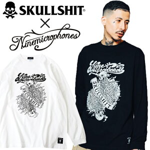 SKULLSHIT × NineMicrophones �R���{���[�V���� Long Tee / �X�J���V�b�g × �i�C���}�C�N���t�H���Y ���胍��T ����T�V���c Pay money To my Pain K �� �� �u���b�N �z���C�g �h�N�� �����Y���f�B�[�X PUNK ROCK 