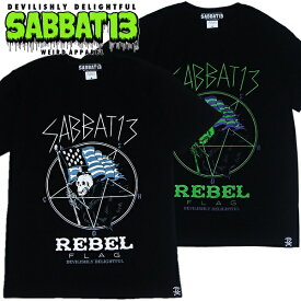 【30%OFF SALE】SABBAT13 / サバトサーティーン / サバト13「REBEL T-sh」Tシャツ 半袖 クルーネック 黒 ブラック 緑 グリーン スカル ドクロ バックプリント メンズ レディース パンク ロック PUNK ROCK バンド フェス wrong city ギフトラッピング無料 ステージ衣装 Rogia