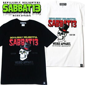 【30%OFF SALE】SABBAT13 / サバトサーティーン / サバト13「TITLE T-sh」Tシャツ 黒 ブラック 白 ホワイト 半袖 クルーネック スカル ドクロ メンズ レディース バックプリント パンクロック PUNKROCK バンド フェス wrong city ギフト ラッピング無料 ステージ衣装 Rogia