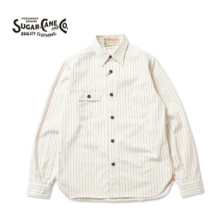 SUGAR CANE �V���K�[�P�[�� ���� �V���c FICTION ROMANCE 8.5oz. WHITE WABASH STRIPE WORK SHIRT SC27076